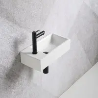 Guido Gusto Fonteinset Mia 40.5x20x10.5cm glans wit links inclusief fontein kraan, sifon en afvoerplug mat zwart