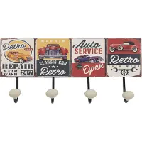 Clayre & Eef Wandkapstok 40x5x17 cm Rood Groen Ijzer Auto service Rood