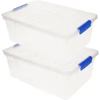 PlasticForte Opbergbox met deksel - 4x stuks - 9 liter - transparant - kunststof - opbergkist