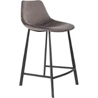 Dutchbone Barkruk Franky Velvet Grey - 65 cm