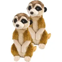Wild republic 2x stuks pluche stokstaartje knuffels 30 cm