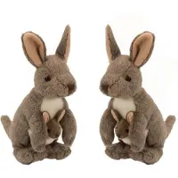 Wild republic 2x stuks pluche kangoeroe knuffel met baby 20 cm - Australische dieren speelgoed knuffels