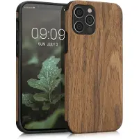Kwmobile hoesje geschikt voor Apple iPhone 12 / iPhone 12 Pro - Back cover voor smartphone - Telefoonhoesje van hout in bruin - Houtnerven design