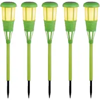 Lumineo 10x stuks solar tuinfakkel/tuinlamp groen op zonne-energie 61 cm - Prikspots tuinverlichting
