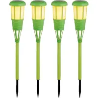 Lumineo 8x stuks solar tuinfakkel/tuinlamp groen op zonne-energie 61 cm - Prikspots tuinverlichting