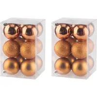COSY&TRENDY Cosy & Trendy Kerstballen - 36x - oranje - 6 cm - kunststof - mat - glans - glitter - onbreekbaar - met ophanglintjes