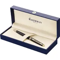 Waterman Hémisphère-balpen | Matzwart met 23-karaats gouden afwerking | Medium punt | Blauwe inkt | Geschenkverpakking