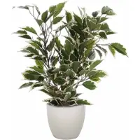 Mica Decorations Groen/witte ficus kunstplant 40 cm met plantenpot taupe D13.5 en H12.5 cm - Kunstplanten