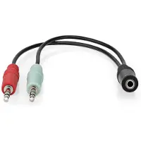 Nedis Stereo-Audiokabel | 3.5 mm Buchse | 2x 3.5 mm Stecker | Vergoldet | 0.12 m | Rund | Schwarz |