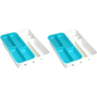 Forte Plastics 2x Stuks Witte Bestekbak Inzetbakken Met Blauw Oplegbakje Kunststof L40 X B30 Cm - Bestekbakken