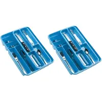Forte Plastics 2x Stuks Bestekbakken/bestekhouders 2 Lagen Blauw L40 X B30 X H7 Cm - Bestekbakken