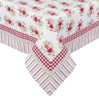 Clayre & Eef Tafelkleed 150x150 Cm - Wit, Groen, Rood, Roze - Katoen, 100% Katoen