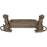 Clayre & Eef Serveerschaal 48*14*17 Cm Grijs Kunststof Kaarsenplateau