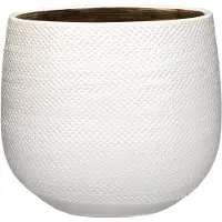 Mica Decorations Bloempot - wit met relief - keramiek - 20x25 cm - Plantenpotten