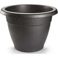 Forte Plastics 2x Antraciete plantenbakken/bloembakken rond 20 cm - Plantenpotten