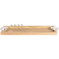 Clayre & Eef - Serveerplank Blad Met Spiesjes 44*14*4 Cm - Zilverkleurig - Hout - Rechthoekig - 64359