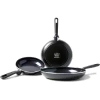 Greenpan Memphis koekenpannenset, 20 cm, 24 cm en 28 cm, gezonde keramische antiaanbaklaag
