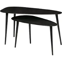 Woood Triangle Bijzettafel - Metaal - Zwart Nikkel - 49x89x49 - Set van 2
