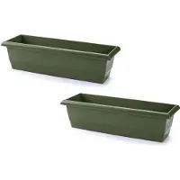 Forte Plastics 2x stuks plantenbak groen rechthoekig 60 x 20 x 16 cm - Plantenbakken