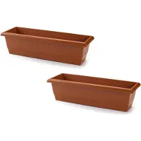 Forte Plastics 2x stuks plantenbak terra cotta rechthoekig 60 x 20 x 16 cm - Plantenbakken