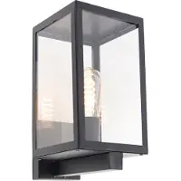 QAZQA Moderne rechthoekige buitenwandlamp zwart met glas - Rotterdam