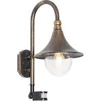 QAZQA Buiten wandlamp antiek goud IP44 incl. bewegingsmelder - Daphne