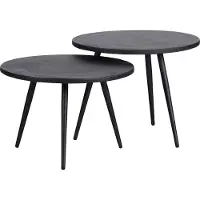 Woood Suze Bijzettafels - Hout/metaal - Zwart - Set van 2