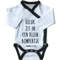 Petit villain Geluk Zit In Een Klein Rompertje Maat 56 Wit/Zwart Romper