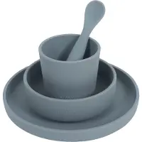 Jollein - Kinderserviesset 4-delig (Storm Grey) - Siliconen - Baby Servies, Baby Bestek - 6-18 maanden