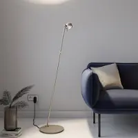 TOP LIGHT LED-vloerlamp Puk Mini Floor Single, dimbaar, alu / grijs / zink, Woon-/ Eetkamer, metaal, Design, LED vloerlamp