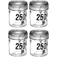 Secret De Gourmet 4x stuks inmaakpotten/voorraadpotten 0,25L glas met beugelsluiting - 250 ml - Voorraadpotten met luchtdichte sluiting