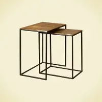 Tower Living Iron side rect. table w alu top - set of 2 (Goud, 55x35x56cm)