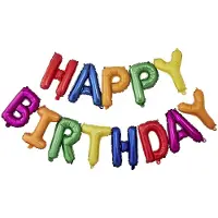 Ginger Ray Happy Birhday folieballonnen gekleurd/ regenboog