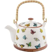 Clayre & Eef Theepot - 6CETE0025 - 14 x 14 cm - Keramiek - Vlinders