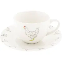 Clayre & Eef Cremekleurige Kop En Schotel Ø 15*7 Cm / 200 Ml Lchks