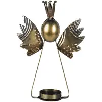 Clayre & Eef Zilvere Waxinelichthouder engel 17*6*25 cm 6Y4592