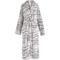 ISleep Badjas - Siberische Tijger Print - Zachte Fleece - Lang Model - Maat S - Grijs