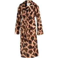 ISleep Badjas - Giraf Print - Zachte Fleece - Lang Model - Maat S - Bruin