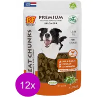 Biofood 12x Meat Chunks Kip en Zalm - Mix Proteïne - Hondensnack - 200g