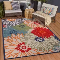 Muratap Binnen en buiten vloerkleed floral outdoor laagpolig tapijt 80x150 cm