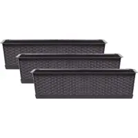 Prosperplast Ratolla plantenbak/bloembak - 3x - donkerbruin - 8L - 50 x 17 x 15 cm