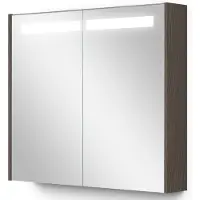 Maxaro Spiegelkast Met Verlichting Modulo 80x70cm Donkerbruin Eiken