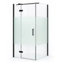 Maxaro Diamond Douchecabine | 100x80 cm Mat zwart Helder met matte strook Draaideur Rechthoek