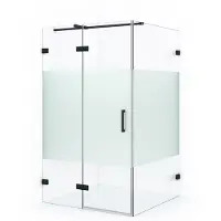 Maxaro Diamond Douchecabine | 120x90 cm Mat zwart Helder met matte strook Draaideur Rechthoek