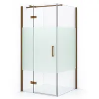 Maxaro Diamond Douchecabine | 100x80 cm Koper Helder met matte strook Draaideur Rechthoek
