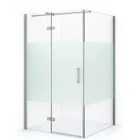 Maxaro Diamond Douchecabine | 120x80 cm Chroom Helder met matte strook Draaideur Rechthoek