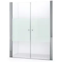 Maxaro Zircon Comfort Douchedeur | 160 cm Chroom Helder met matte strook Pendeldeur
