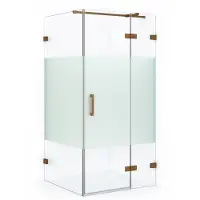 Maxaro Diamond Douchecabine | 90x80 cm Koper Helder met matte strook Draaideur Rechthoek