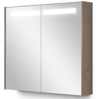 Maxaro Spiegelkast Met Verlichting Modulo 80x70cm Middenbruin Eiken