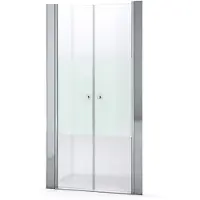 Maxaro Zircon Comfort Douchedeur | 110 cm Chroom Helder met matte strook Pendeldeur
